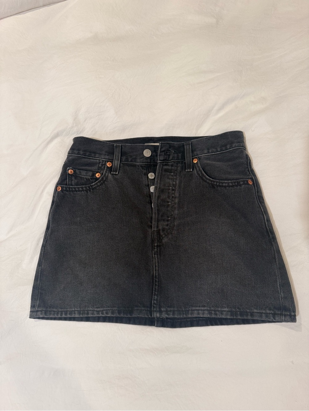 Levi's Black Button-Front Denim Mini Skirt
